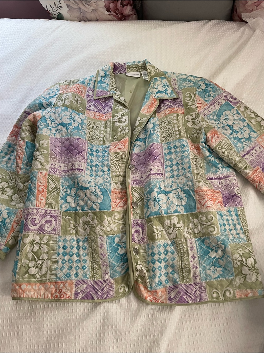 Alfred Dunner Pastel Patchwork Quilted Utility Jacket